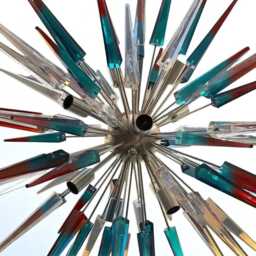 1950's Mid Century Murano Glass Two Tone Cube Skypes Sputnik Italian Ceiling Pendent Light Chandelier Handmade - thumbnail 4