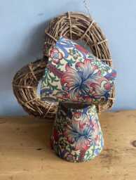 William Morris Golden Lily in Biscuit/Indigo/Red Luxury Candle Clip Lampshade. Bespoke. Handmade. Wall Lights. Chandeliers