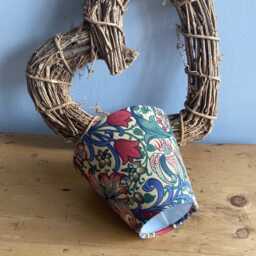 William Morris Golden Lily in Biscuit/Indigo/Red Luxury Candle Clip Lampshade. Bespoke. Handmade. Wall Lights. Chandeliers - thumbnail 4