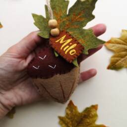 Acorn Autumn Decoration, Personalised Acorn Decor, Fall Decorations, Nursery Woodland Wall Hanging, Halloween Rustic - thumbnail 2