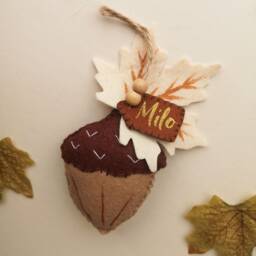 Acorn Autumn Decoration, Personalised Acorn Decor, Fall Decorations, Nursery Woodland Wall Hanging, Halloween Rustic - thumbnail 3