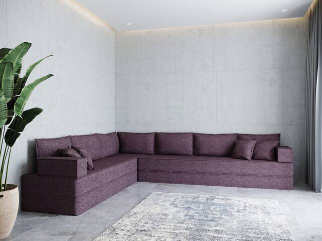 L-Shaped Floor Sofa, Corner Bench Cushion, Customizable Colors - image 1