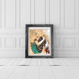 1920S Print, Jazz Age, Art, Music, Antique Blue, Flapper Print With Flapper, Roaring 20S, 8x10 - thumbnail 2