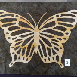 Hand Cut Quilt Square Wall Hanging. Finished Fabric Lined, Fused Cutwork Butterfly Design By Linda Pool Hanging, Color Choice - thumbnail 1
