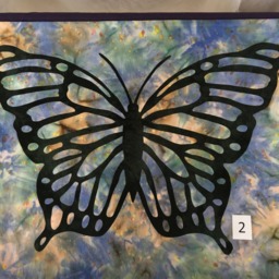 Hand Cut Quilt Square Wall Hanging. Finished Fabric Lined, Fused Cutwork Butterfly Design By Linda Pool Hanging, Color Choice - thumbnail 3