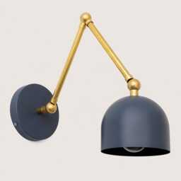 Modern Brass Wall Sconce, Adjustable Swing Arm Lamp, Mid Century Dome Light, Bedside Reading Vintage Articulated Sconce - thumbnail 2