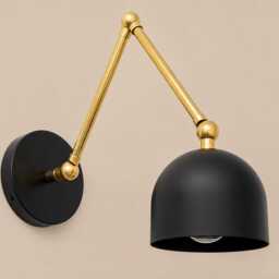 Modern Brass Wall Sconce, Adjustable Swing Arm Lamp, Mid Century Dome Light, Bedside Reading Vintage Articulated Sconce - thumbnail 3