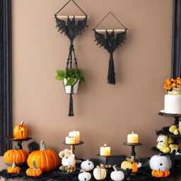 Bat Plant Holder, Hanging Macrame, Witchy Room Decor, Modern Halloween, Dark Wall Art, Ornaments, Macrame W52 - thumbnail 4