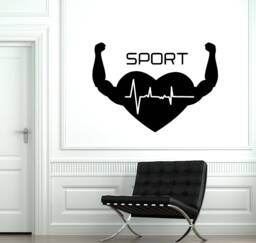 Wall Vinyl Decal Fitness Heart Sport Gym Bodybuilding Decor 1924Di - thumbnail 1