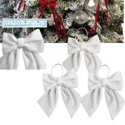 Luxury White Velvet Tie On Christmas Tree Bows 3 Inches Wide 1/3 Or 6 Packs