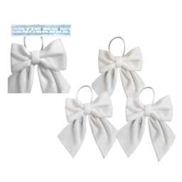 Luxury White Velvet Tie On Christmas Tree Bows 3 Inches Wide 1/3 Or 6 Packs - thumbnail 2