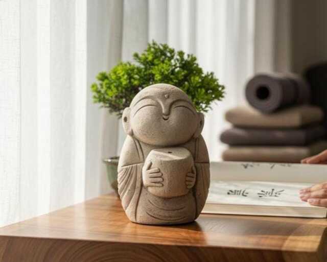 Jizo Buddha 8 Inch/20 cm, Jizo Sculpture, Room Decor, House Garden Birthday Gift - image 1