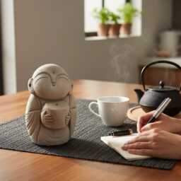 Jizo Buddha 8 Inch/20 cm, Jizo Sculpture, Room Decor, House Garden Birthday Gift - thumbnail 2