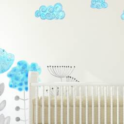 Cloud Decal Knit Look, Wall Decals, Little Girl's Room Decor, Boy's Kids Playroom Home D??cor - thumbnail 2
