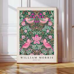 Set Of Two William Morris Floral Prints, Vintage Botanical Wall Art, Flower Print Set, Exhibition Print, Textiles Museum Pink - thumbnail 3
