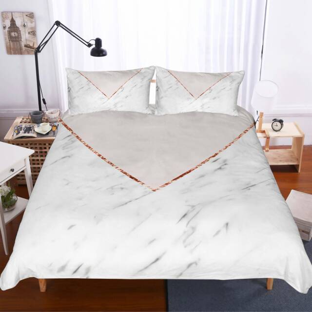 3D Marble Duvet Cover Set, Luxury White Bedding - image 1