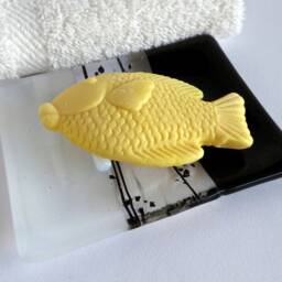 Fused Glass Soap Dish in Black & Streaky White By Bprdesigns - thumbnail 4