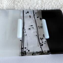 Fused Glass Soap Dish in Black & Streaky White By Bprdesigns - thumbnail 2