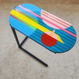 Abstract Resin Coffee Table Modern Acrylic C-Shape Side Table - thumbnail 3