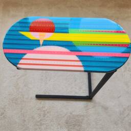 Abstract Resin Coffee Table Modern Acrylic C-Shape Side Table - thumbnail 2