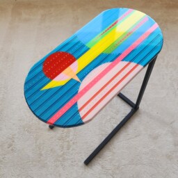 Abstract Resin Coffee Table Modern Acrylic C-Shape Side Table - thumbnail 4