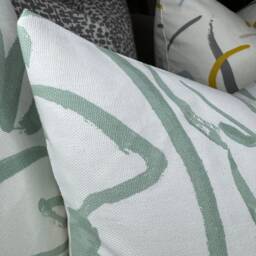 "Leaves Throw Pillow Cover, Decorative Handmade Accent Cushion Case For Sofa Couch Bedroom Home, Dusty Green - White 12"" X 20" - thumbnail 3