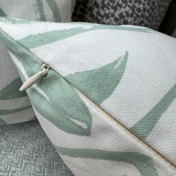 "Leaves Throw Pillow Cover, Decorative Handmade Accent Cushion Case For Sofa Couch Bedroom Home, Dusty Green - White 12"" X 20" - thumbnail 4