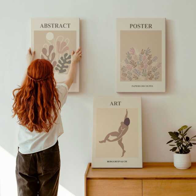 Canvas Art Set Of 3 - Stylish Compositions By Henri Matisse, Beige Wall Large, Abstract Decor - image 1