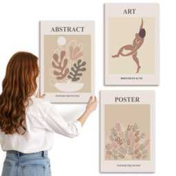 Canvas Art Set Of 3 - Stylish Compositions By Henri Matisse, Beige Wall Large, Abstract Decor - thumbnail 3