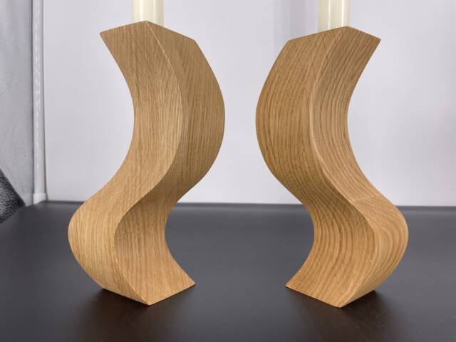 Wooden Candlestick Holders, Unusual Modern Candle Holder, Twisted Candle Stick Table Decoration Decor, Abstract Wood Holders - image 1