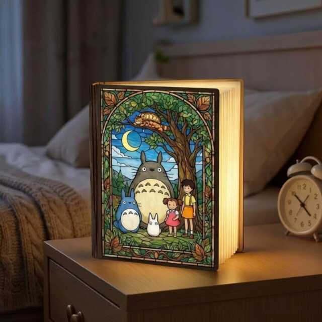 Totoro Forest Book Light, Led Folding Nightlight, Custom Anime Decor, Housewarming Gift, My Neighbor Night Lamp, Lovers Gift - image 1