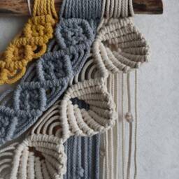 Small Macrame Wall Hanging, Boho Woven Decor, Tassels - thumbnail 2