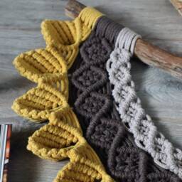 Small Macrame Wall Hanging, Boho Woven Decor, Tassels - thumbnail 4