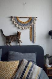Small Macrame Wall Hanging, Boho Woven Decor, Tassels