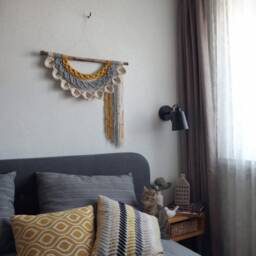 Small Macrame Wall Hanging, Boho Woven Decor, Tassels - thumbnail 3