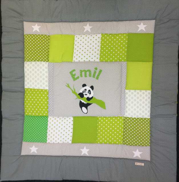 "Baby Blanket, Quilt, Patchwork Crawling Children's Blanket ""Panda" - image 1
