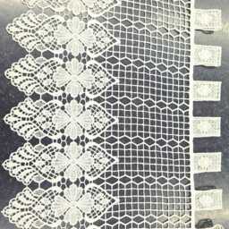Cream/Ivory Macrame Cafe Net Curtain/Lace Curtain Design Detailed Tab Top in 3 Drops Sold By The Metre, Quantity=Number Of Metres Width - thumbnail 2