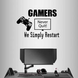 In-Style Decals Wall Vinyl Decal Home Decor Art Sticker Gamers Never Quit We Simply Restart Controller Teen Computer Video Games Room 2541 - thumbnail 1