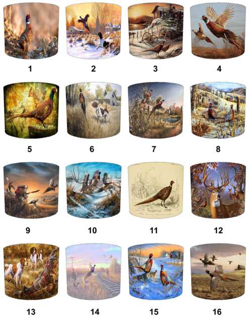 Pheasant Hunting Scene Game Bird Drum Lampshade For Ceiling Light Pendants Or Table Lamp Bases - image 1