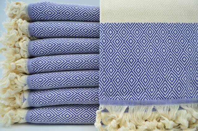 "Saks Blue Towel, Soft Towel, Turkish Peshtemal, Diamond Towel, Towel, Peshtemal, Turkish Beach Towel, Spa Towel, 40""x70" - image 1