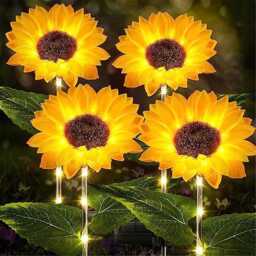 Solar Sunflower Garden Lights - Waterproof Led Pathway Decor - thumbnail 3