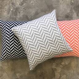 Decorative Cushion Geometric Throw Pillow Grey Cushions Navy Cream Yellow Cover - thumbnail 2