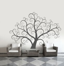 Large Decal Swirly Tree Wall Decals For Kids Rooms Sticker Home Decor Stick On Art Bydecalisland-Family Designs Sd 008 - thumbnail 1