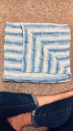 Knitted Baby Blue Ombre Basketweave Blanket