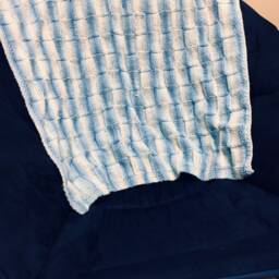 Knitted Baby Blue Ombre Basketweave Blanket - thumbnail 2