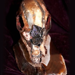 Deer Fawn Skull With Onyx, Jasper & Gemstone Accents - thumbnail 3