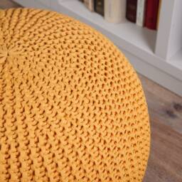 Mustard Pouf Stuffed, Ottoman Round Pouf, Chunky Crochet Floor Pillow, Footstool, Nursery Scandinavian Round Crochet - thumbnail 2