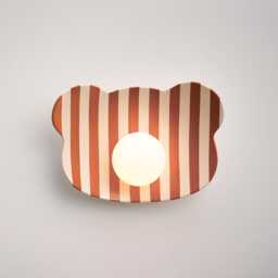 Handmade Ceramic Wall Sconce - Striped Teddy Bear Kids' Room Light, Clay Lamp - thumbnail 1