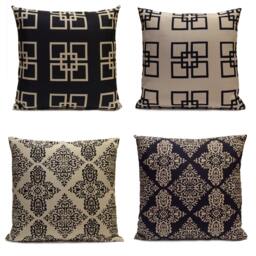 Navy Blue & Khaki Beige Pillow, Throw Pillow Cover, Decorative Cushion Pillowcase, Pattern, Toss Cotton Blend - thumbnail 3