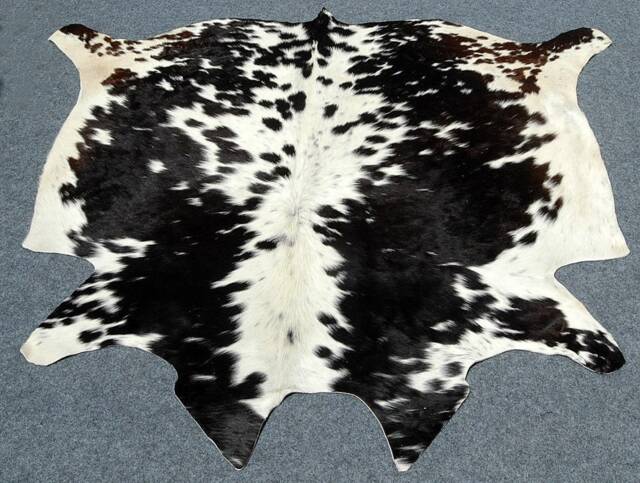 Genuine Cowhide Area Rug - Black & White Spotted Real Cow Skin - image 1